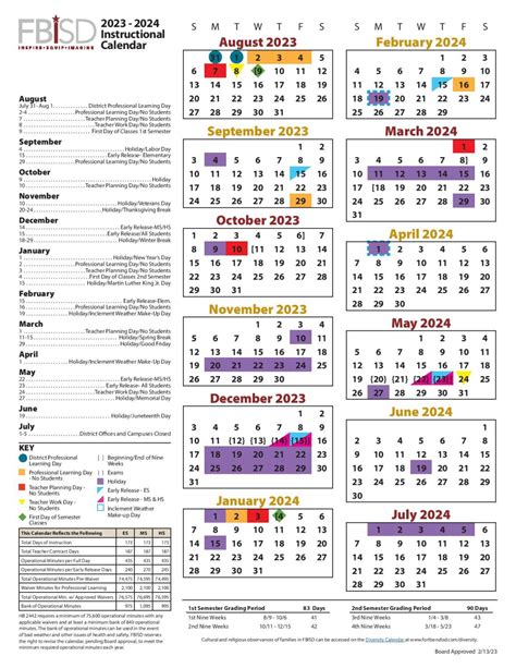Jan 5, 2023 · Board Approved xxx 2023 - 2024 Instructional Calendar DRAFT B August July 31.....District Professional Learning Day/No Students 1.....Teacher Work Day/No Students